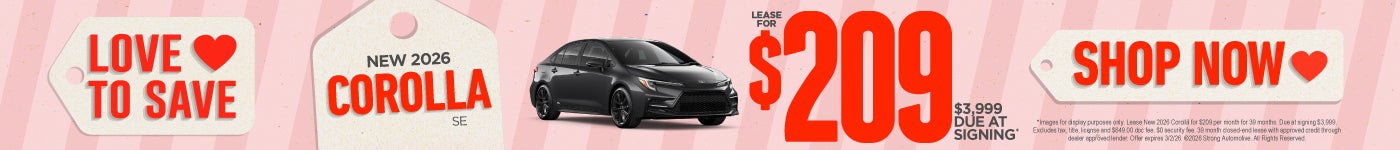 NEW 2026 COROLLA SE	LEASE $209 / 3,999*