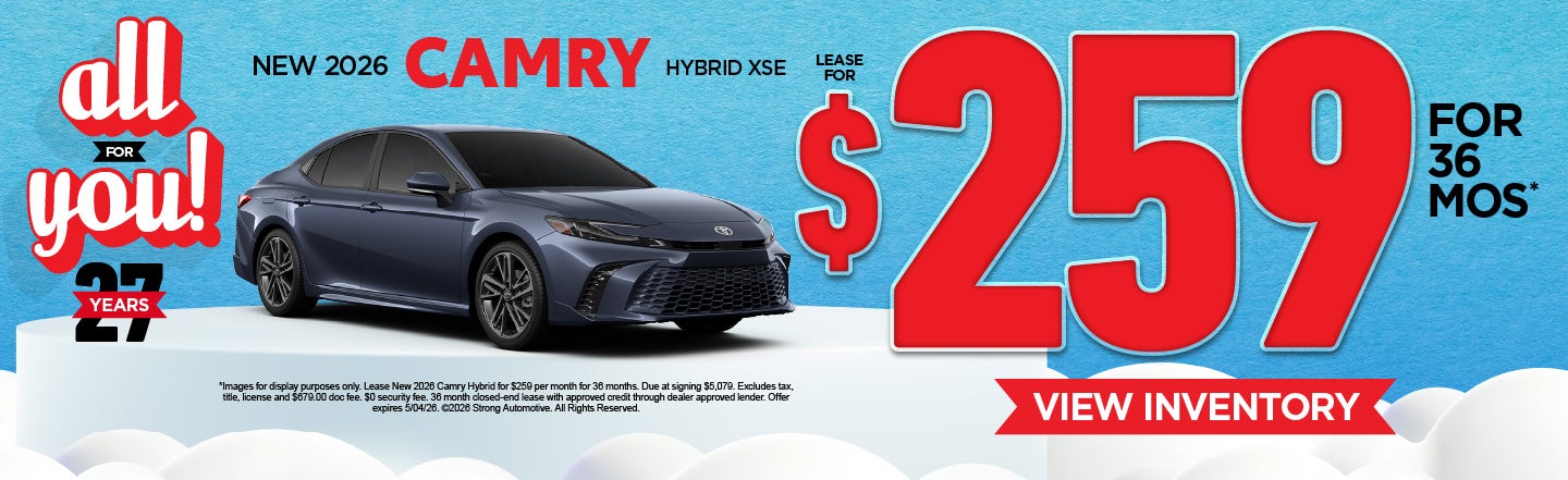 NEW 2026 CAMRY HYBRID XSE	Lease $259 FOR 36 MONTHS*