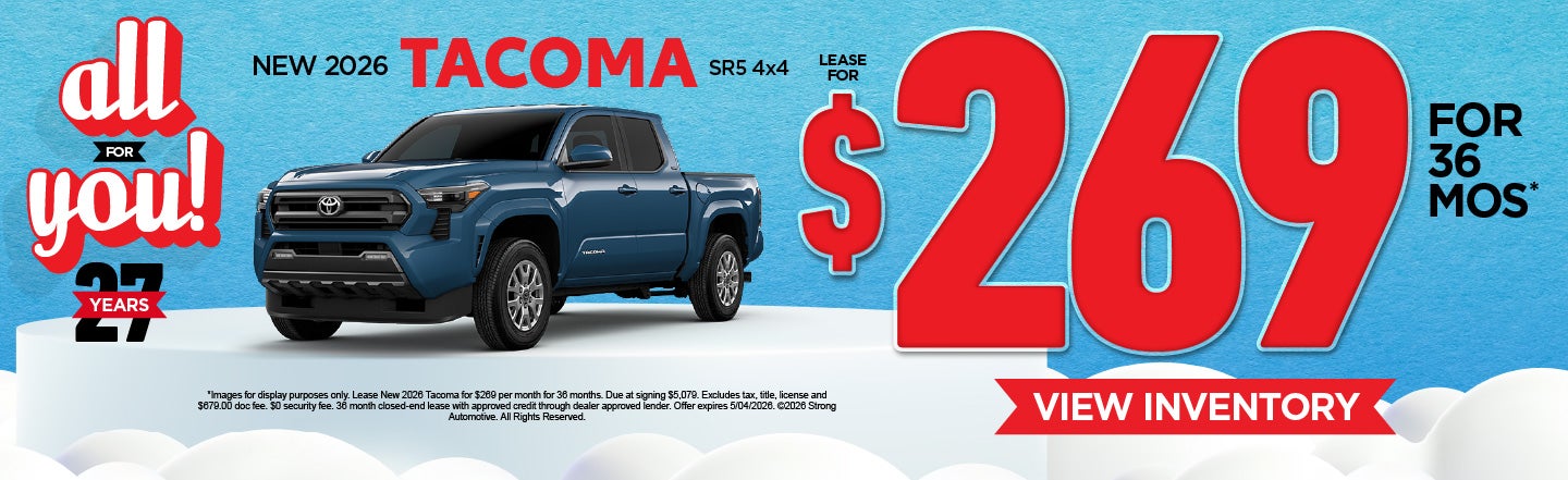 NEW 2026 TACOMA SR5 4x4	lease $269 FOR 36 MONTHS*