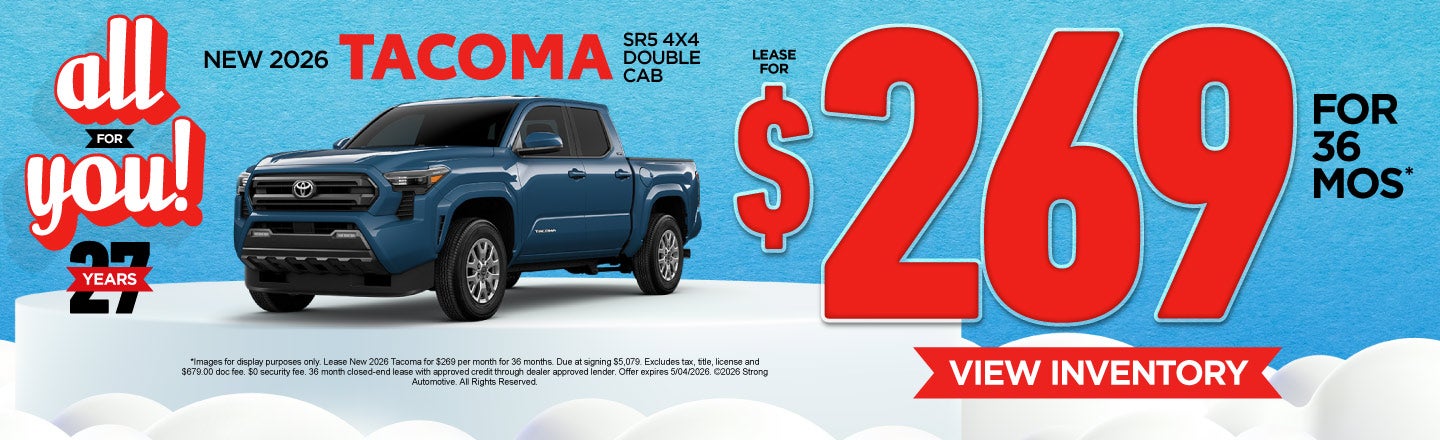 NEW 2026 TACOMA SR5 4x4 Double Cab 	lease $269 FOR 36 MONTHS