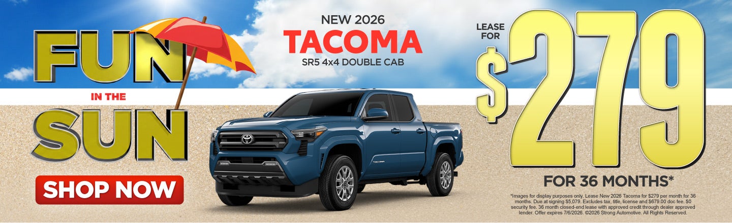 NEW 2026 TACOMA SR5 4x4 Double Cab	Lease $279 FOR 36 MONTHS*