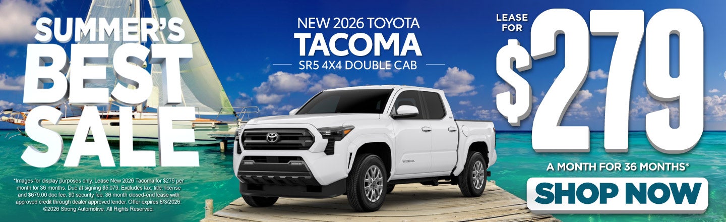 NEW 2026 TACOMA SR5 4x4 Double Cab	Lease $279 FOR 36 MONTHS*