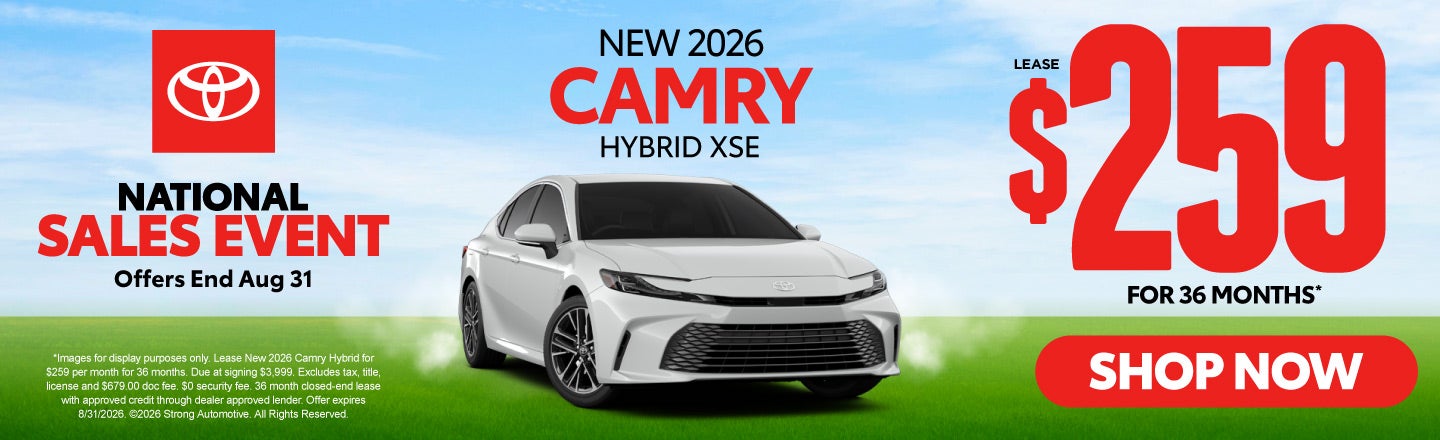 NEW 2026 CAMRY HYBRID XSE	Lease $259 FOR 36 MONTHS*