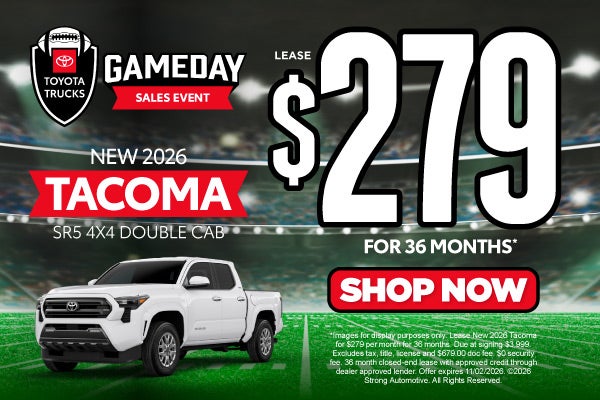 NEW 2026 TACOMA SR5 4x4 Double Cab	Lease $279 FOR 36 MONTHS*
